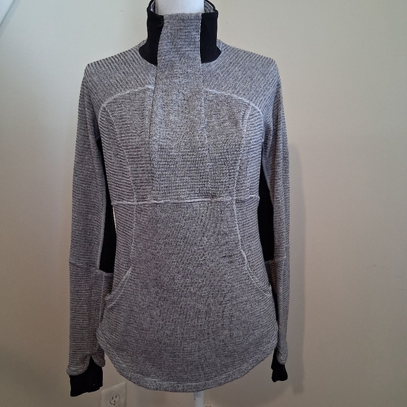 Lululemon Base Runner 1/2 Zip Heathered Herringbone Jacket Size 12 - Picture 11 of 13